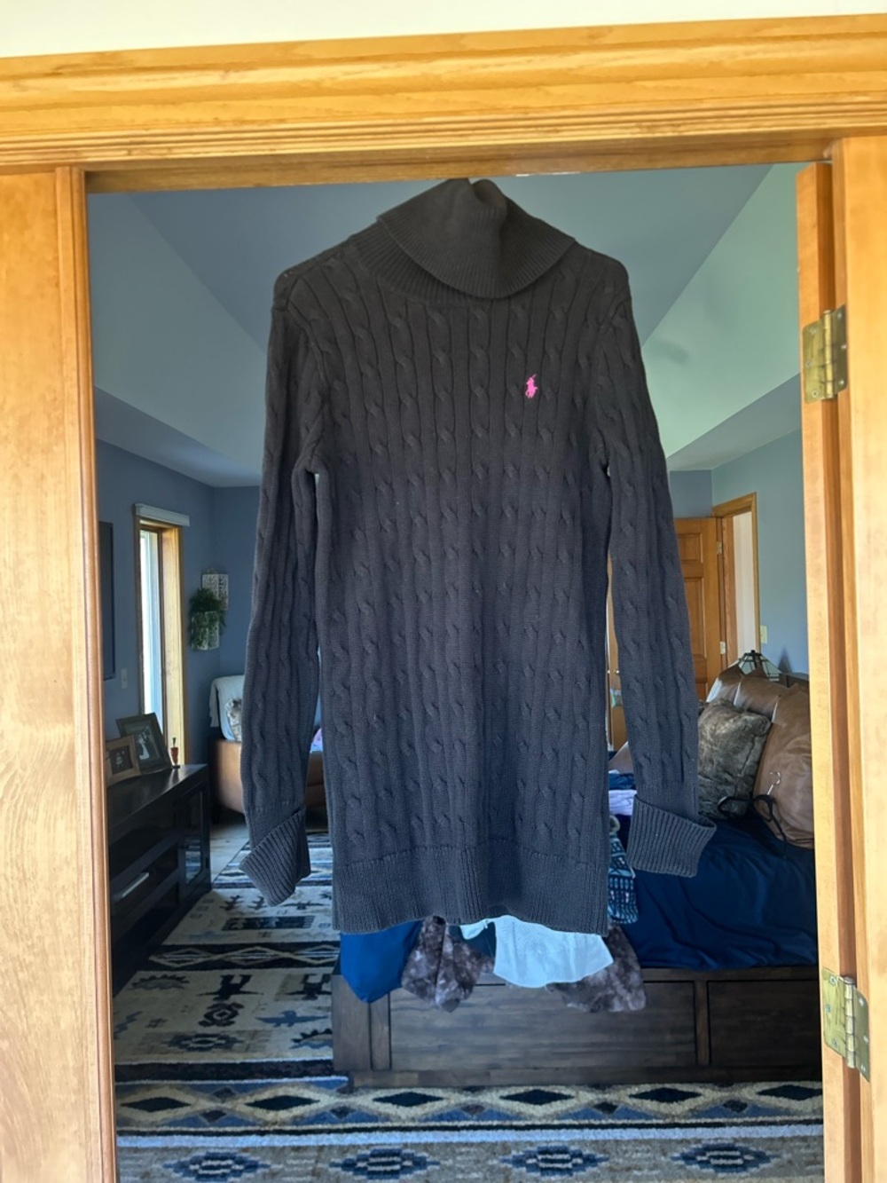 Ralph Lauren Black Cable-Knit Turtleneck Sweater dress